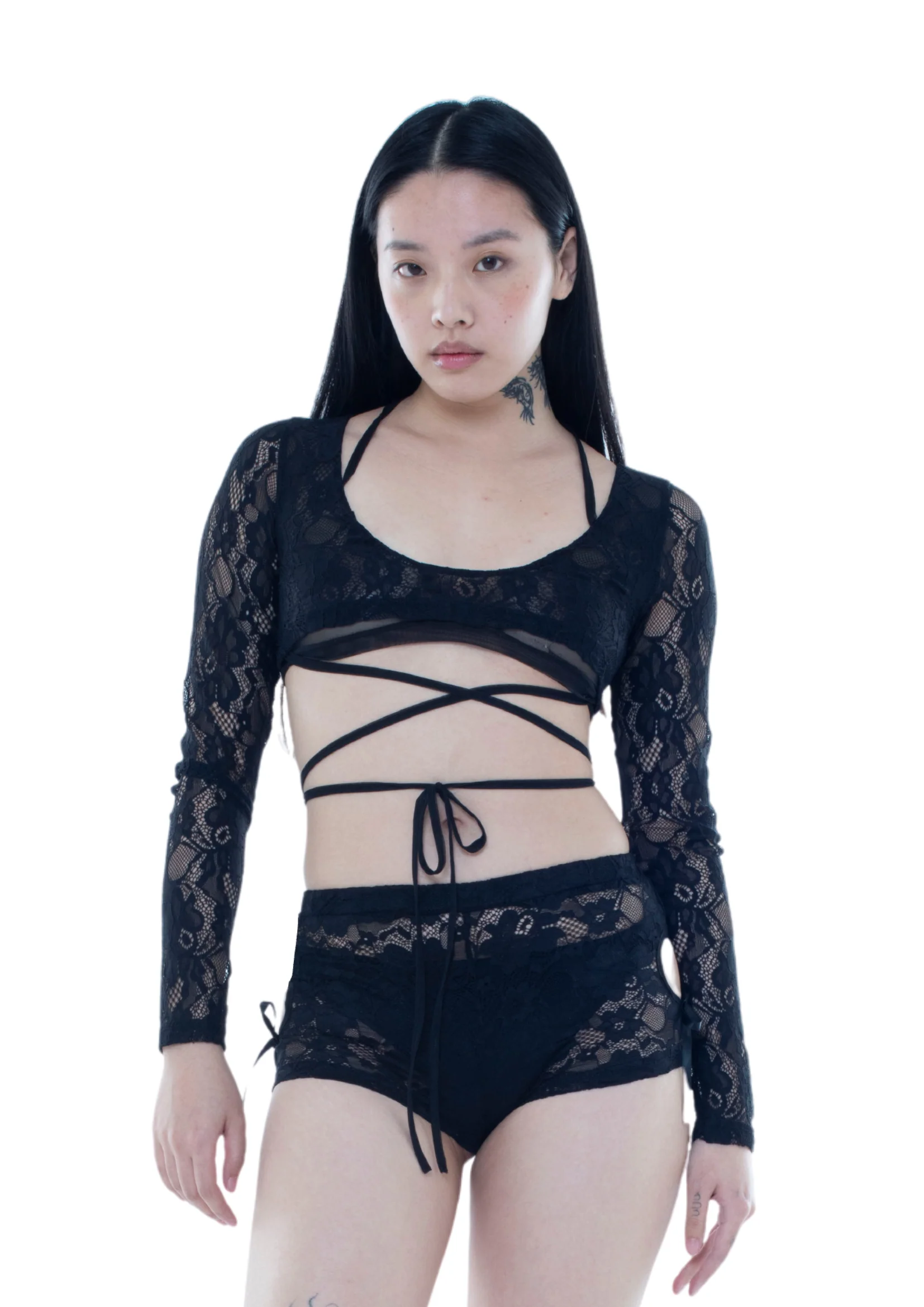 LACE CROP TOP IN BLACK - Image 3