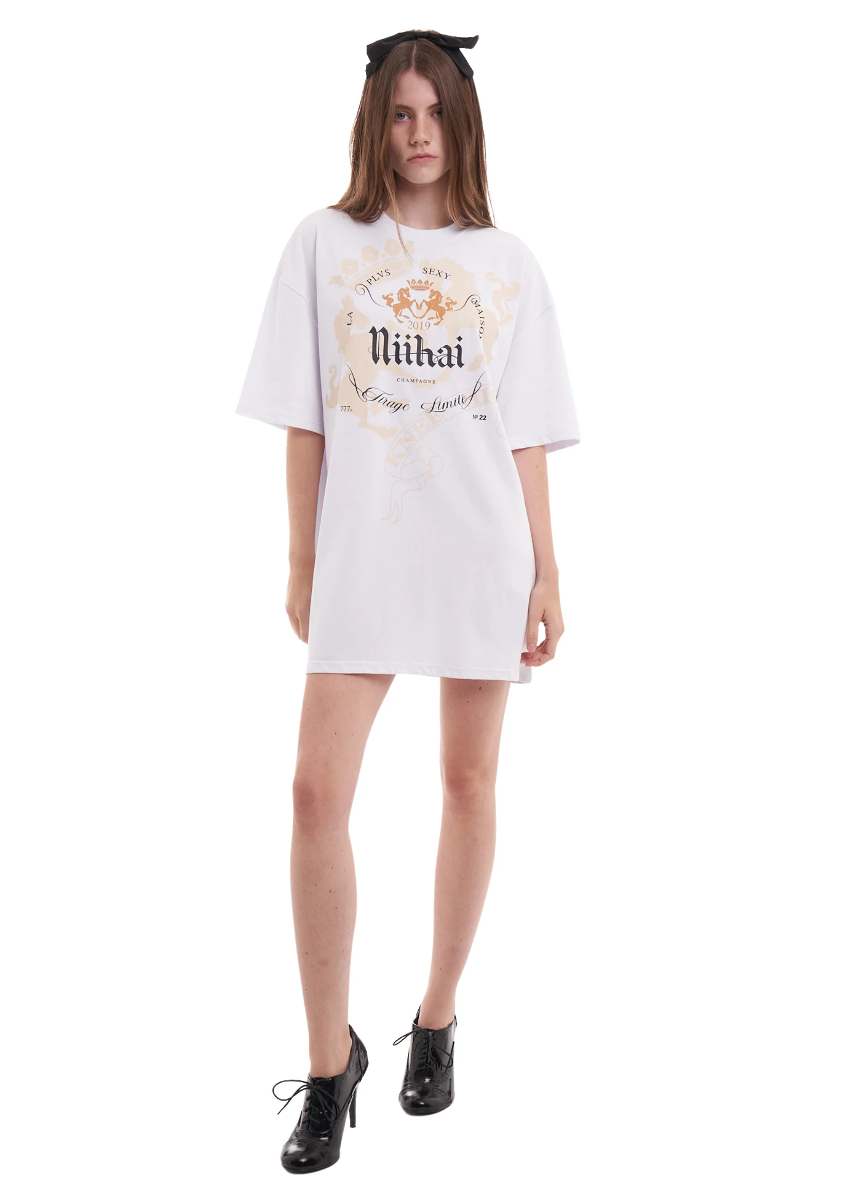CHAMPAGNE OVERSIZED T-SHIRT IN WHITE - Image 5