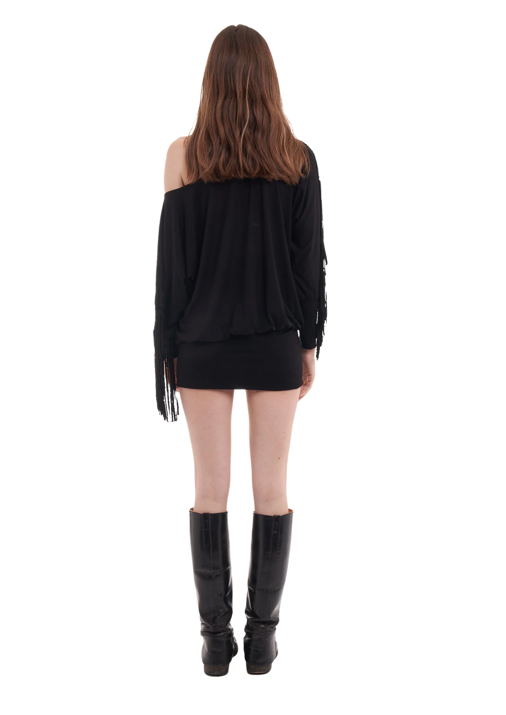 CHARLI FRINGE DRESS IN BLACK - Image 3
