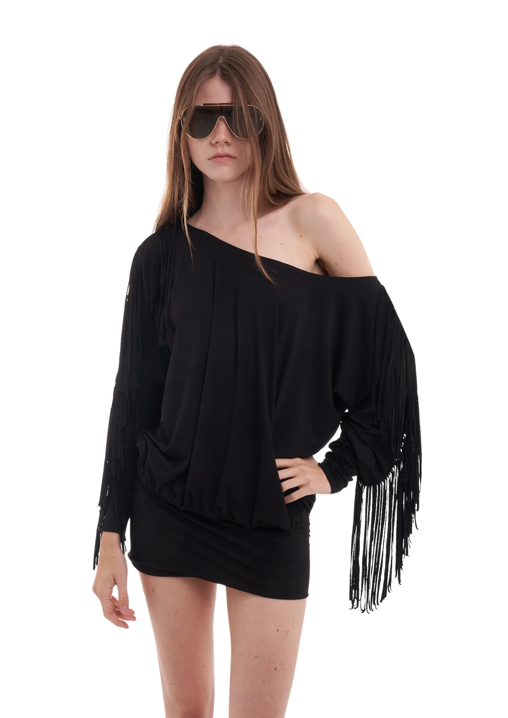 CHARLI FRINGE DRESS IN BLACK - Image 4