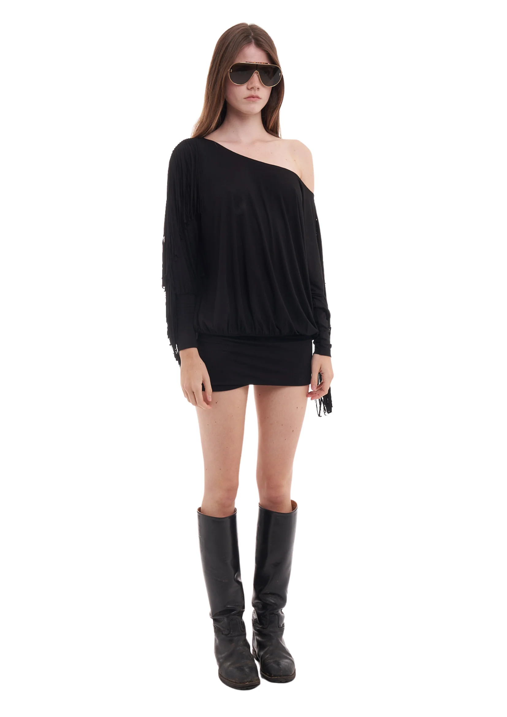 CHARLI FRINGE DRESS IN BLACK - Image 5