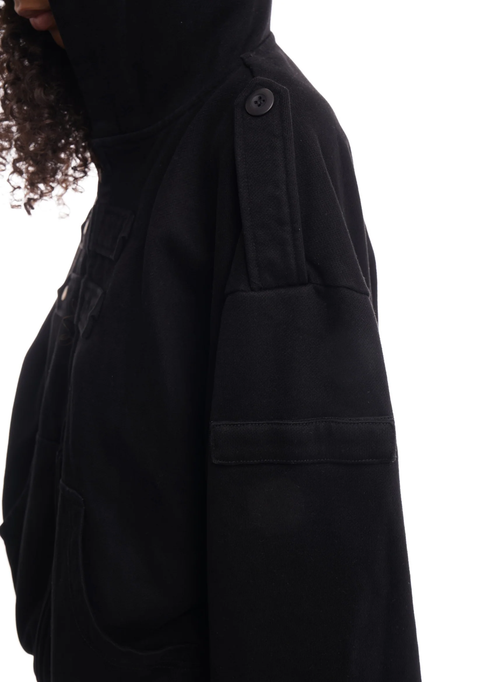 COVER HOODIE IN WASHED BLACK - Image 4