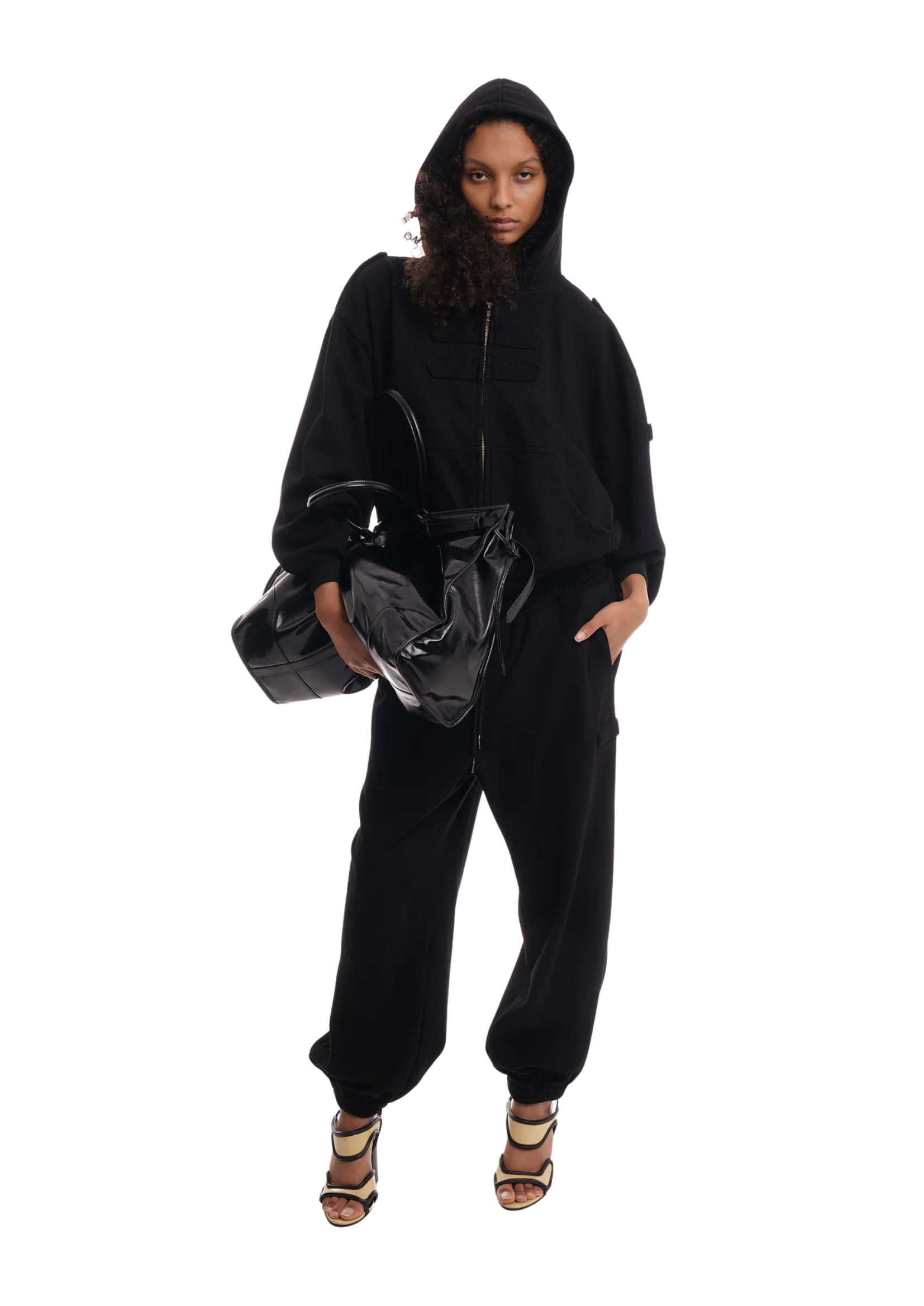 COVER HOODIE IN WASHED BLACK - Image 7