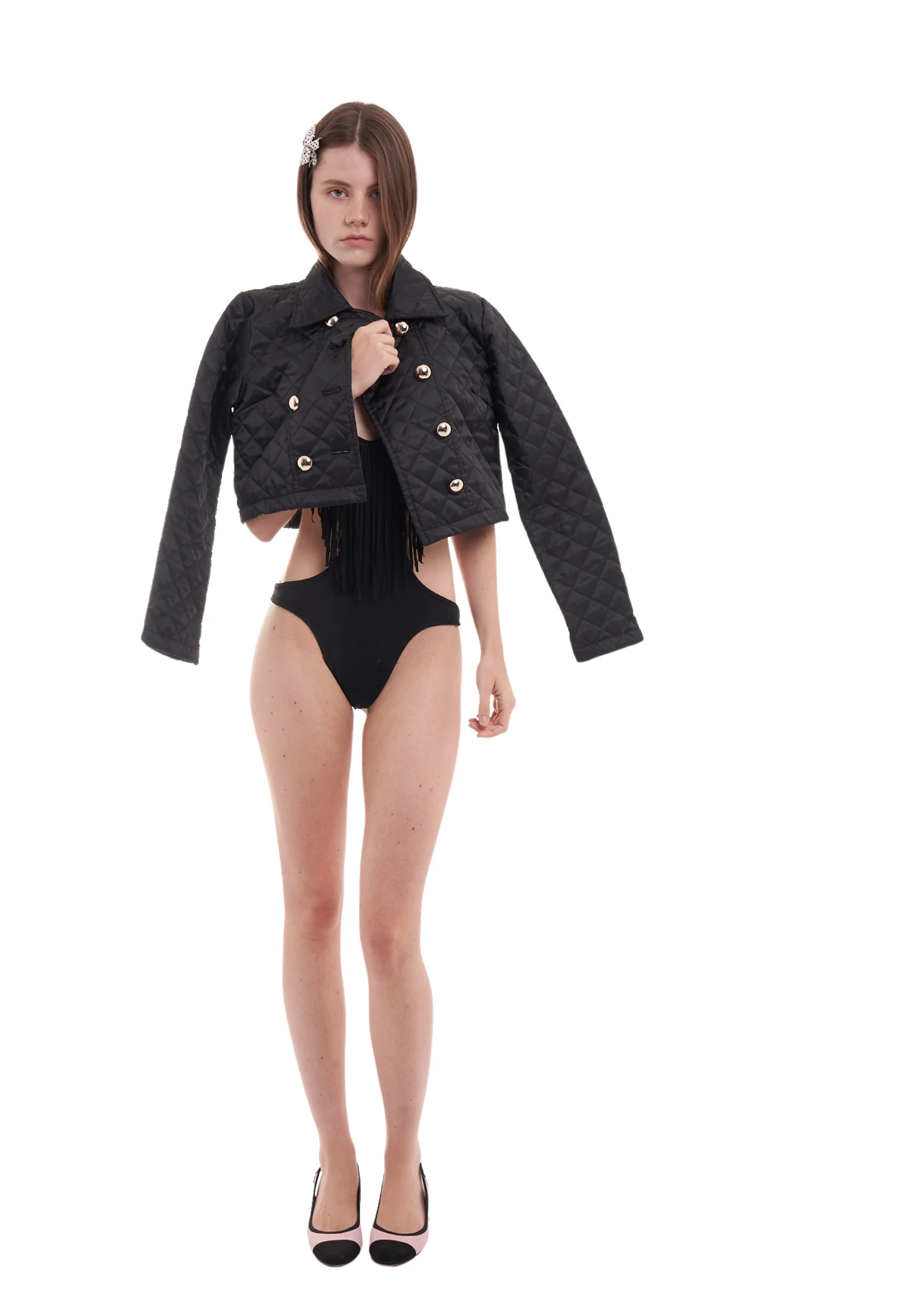 FRINGE BODYSUIT IN BLACK - Image 3