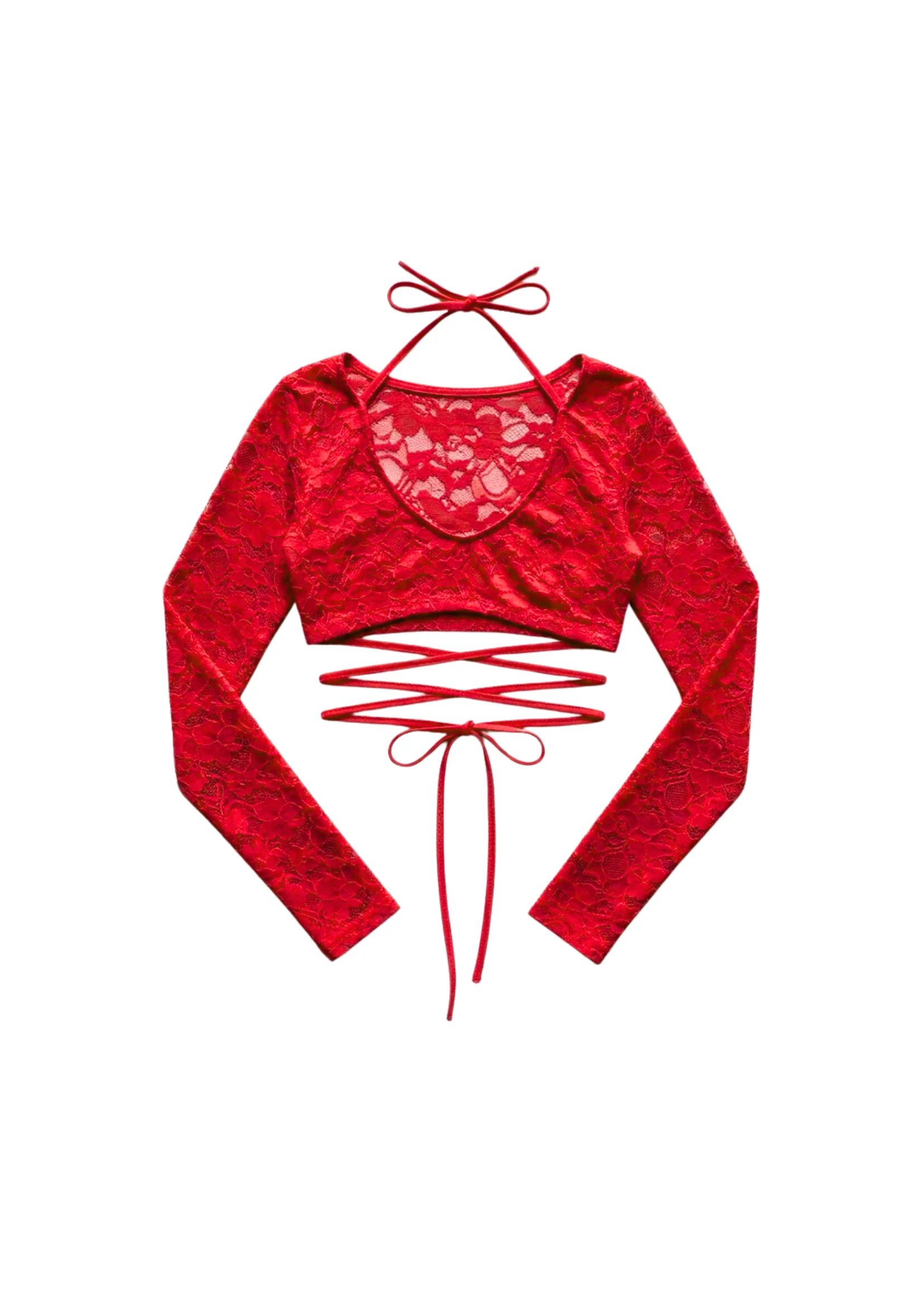 LACE CROP TOP IN RED - Image 4