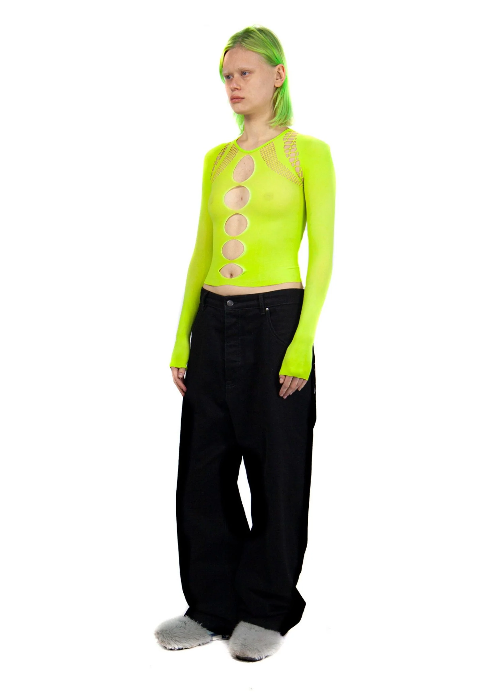LONG-SLEEVE SHAPEWEAR TOP IN LIME - Image 3