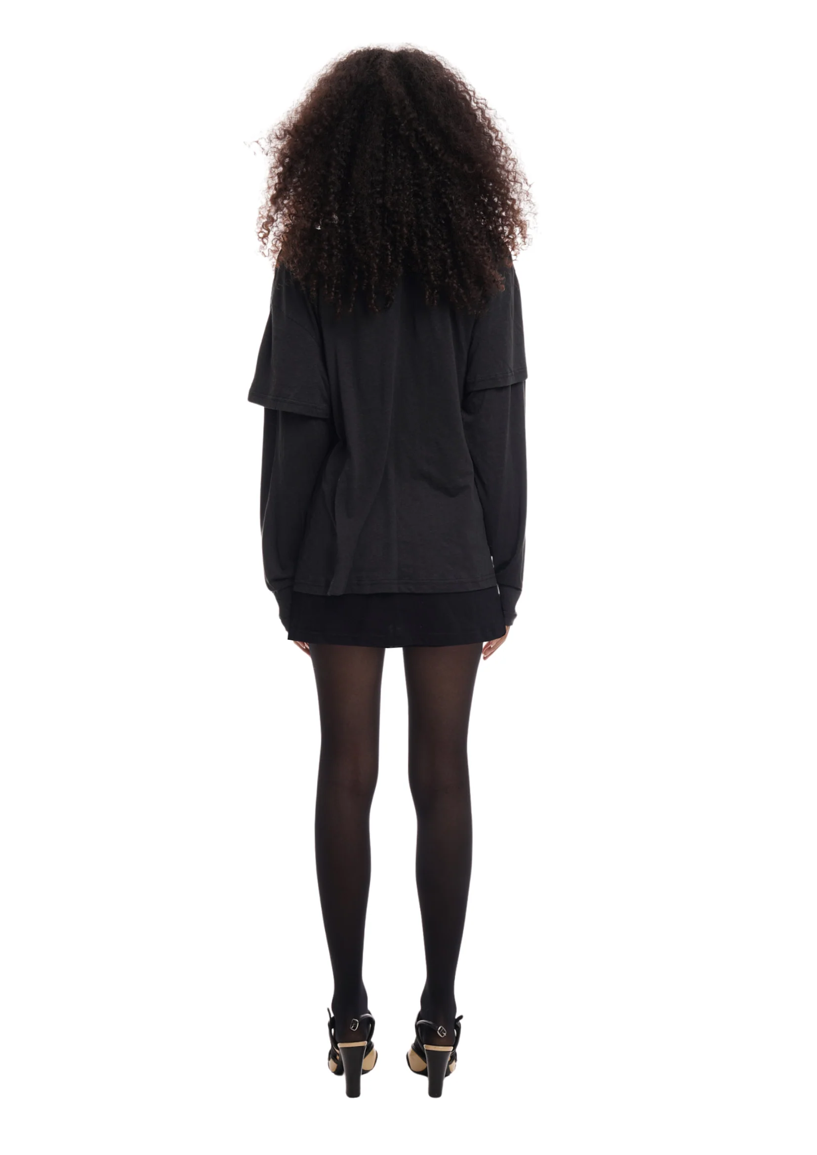 DOUBLE LAYER T-SHIRT DRESS IN BLACK - Image 3