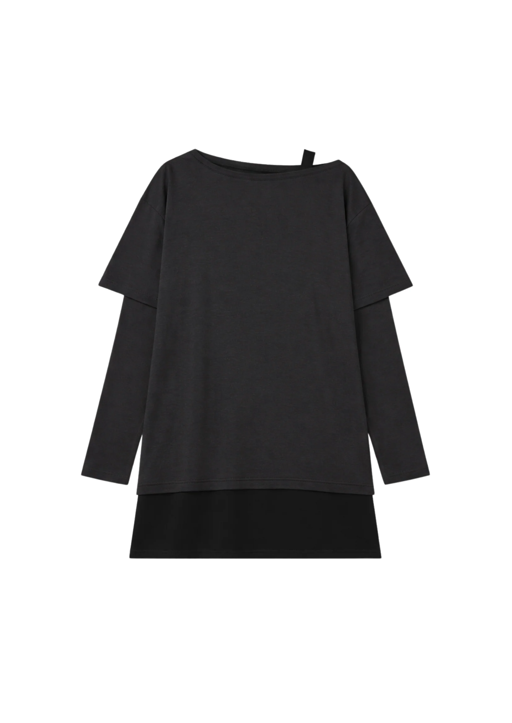 DOUBLE LAYER T-SHIRT DRESS IN BLACK - Image 6