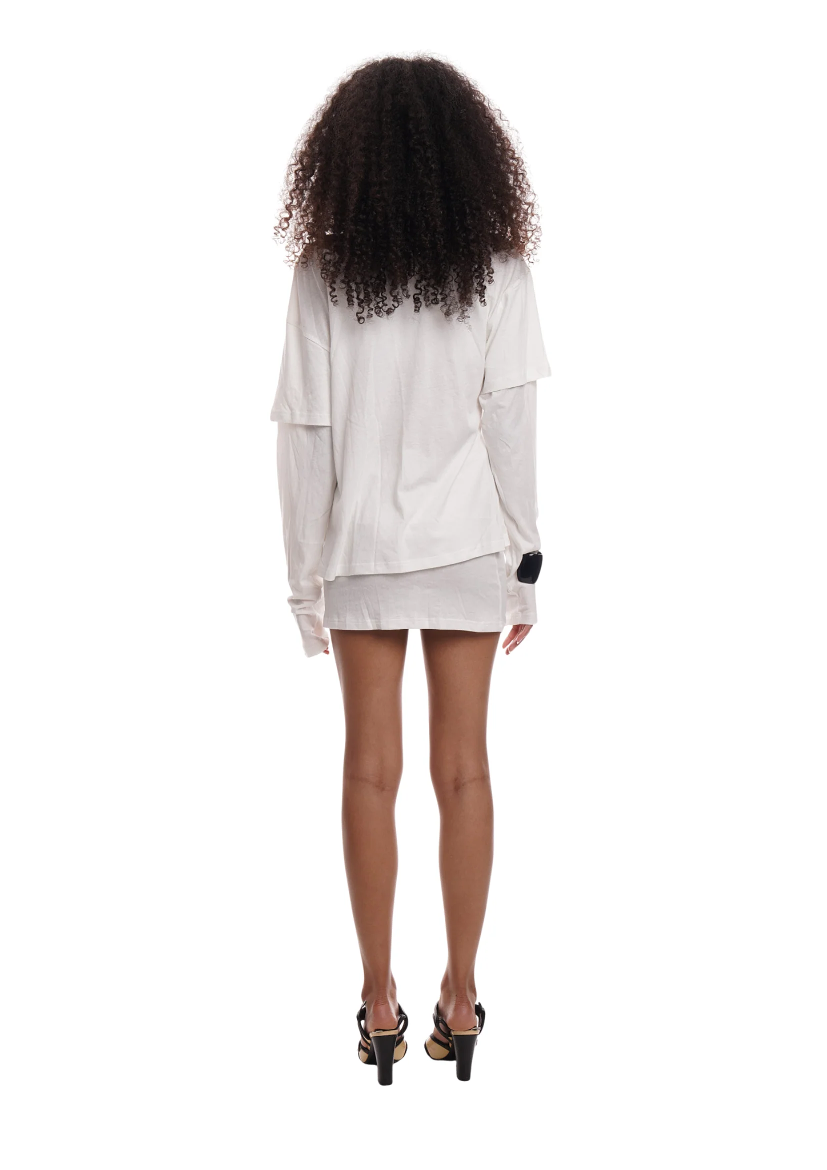 DOUBLE LAYER T-SHIRT DRESS IN WHITE - Image 5