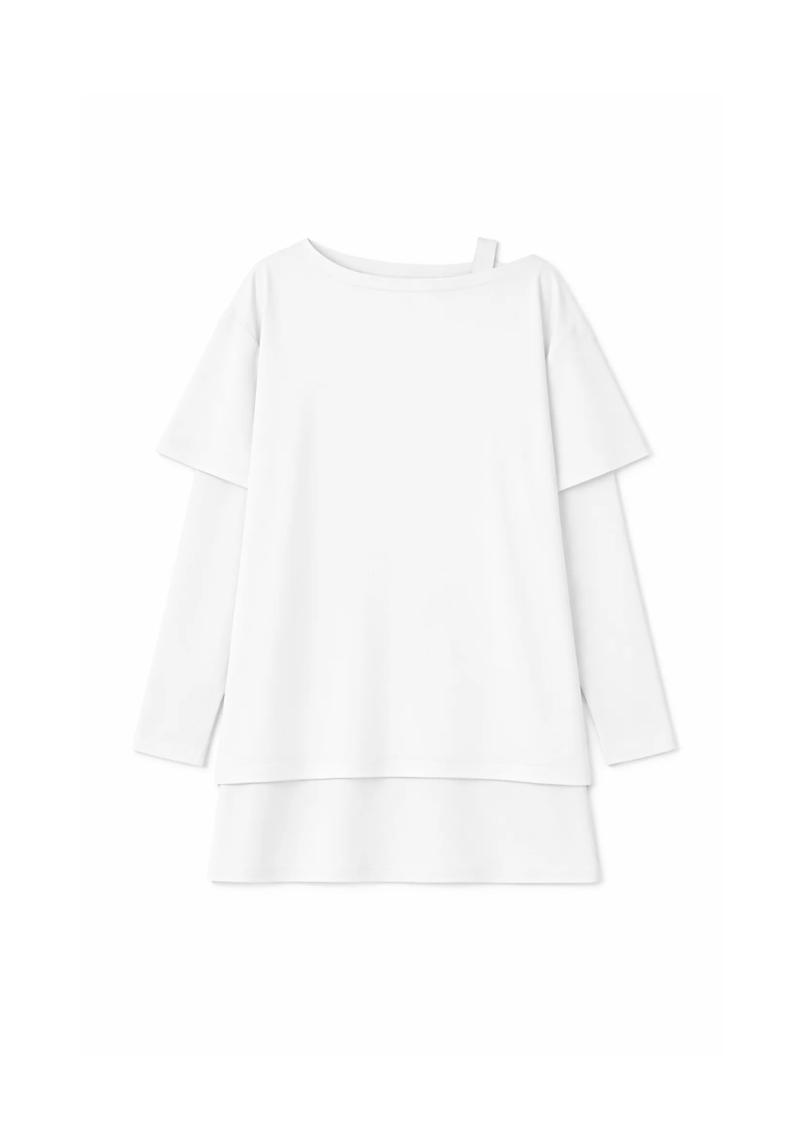 DOUBLE LAYER T-SHIRT DRESS IN WHITE - Image 7