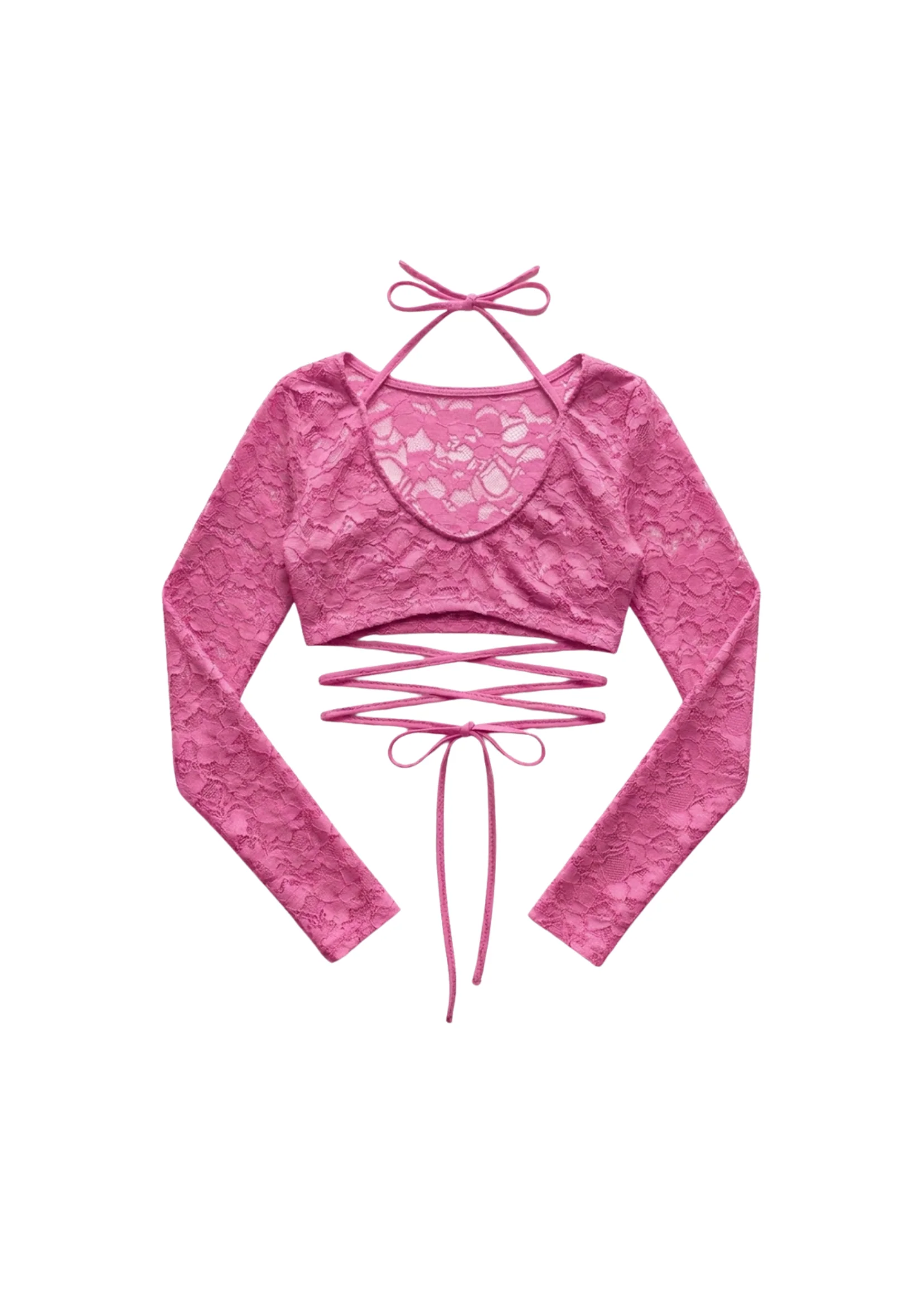 LACE CROP TOP IN PINK - Image 4
