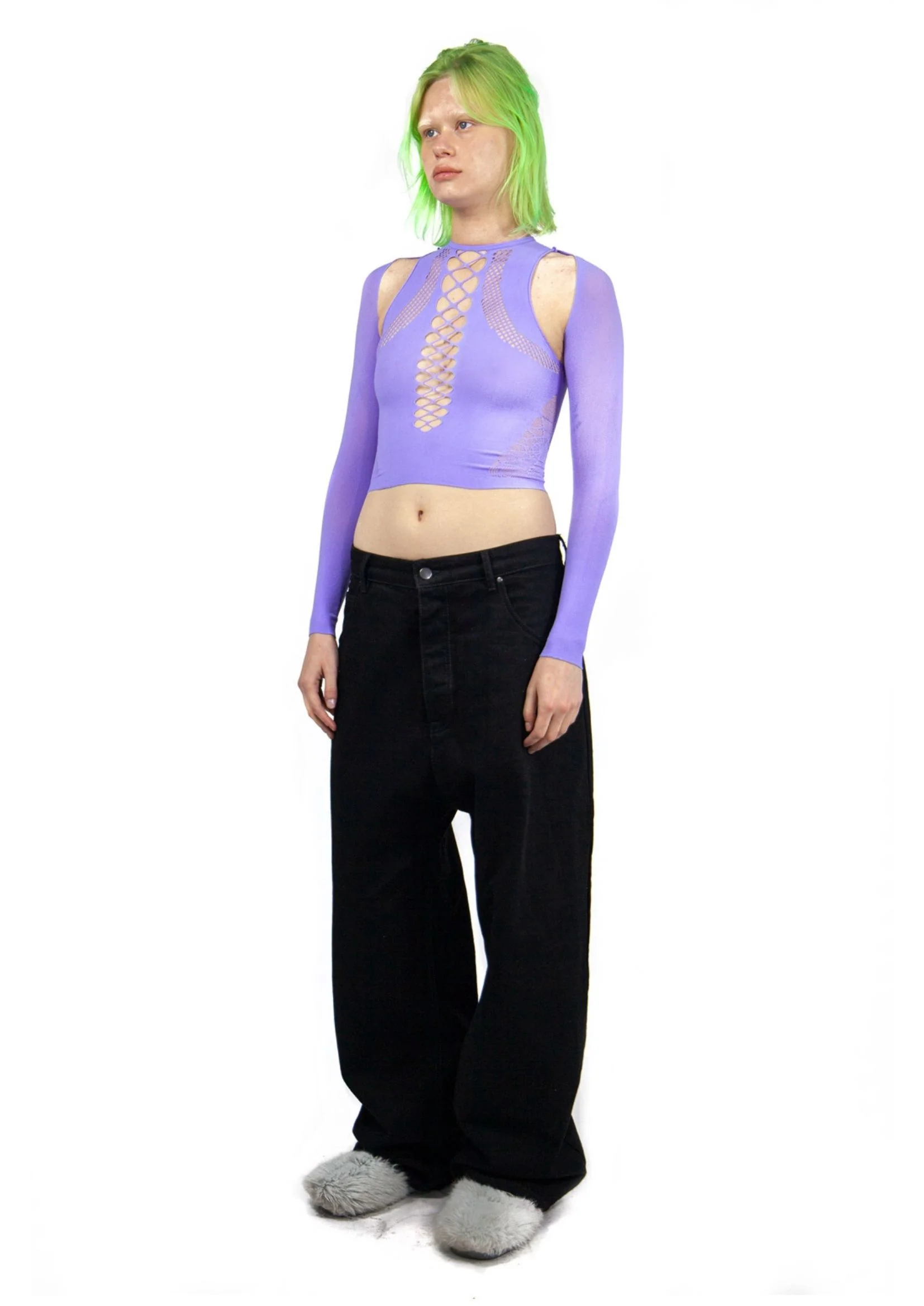 SHAPEWEAR STRETCH TOP & SLEEVES IN LAVENDER - Image 3