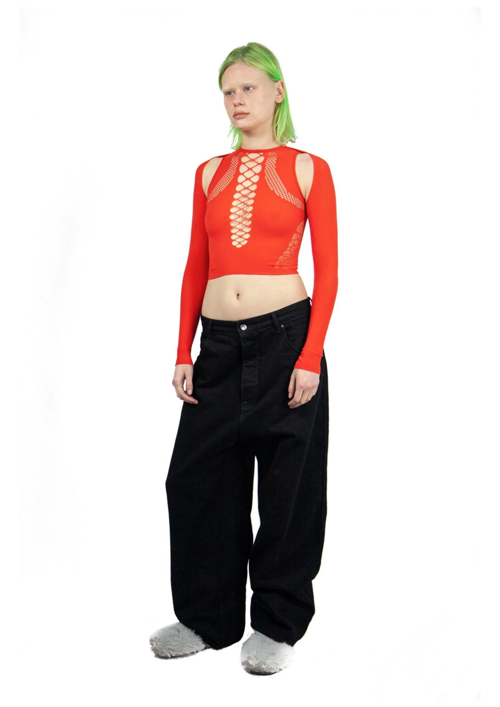 SHAPEWEAR STRETCH TOP & SLEEVES IN RED - Image 3