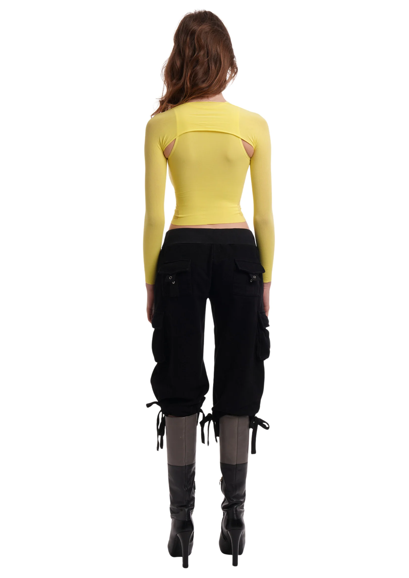 SHAPEWEAR STRETCH TOP & SLEEVES IN YELLOW - Image 4