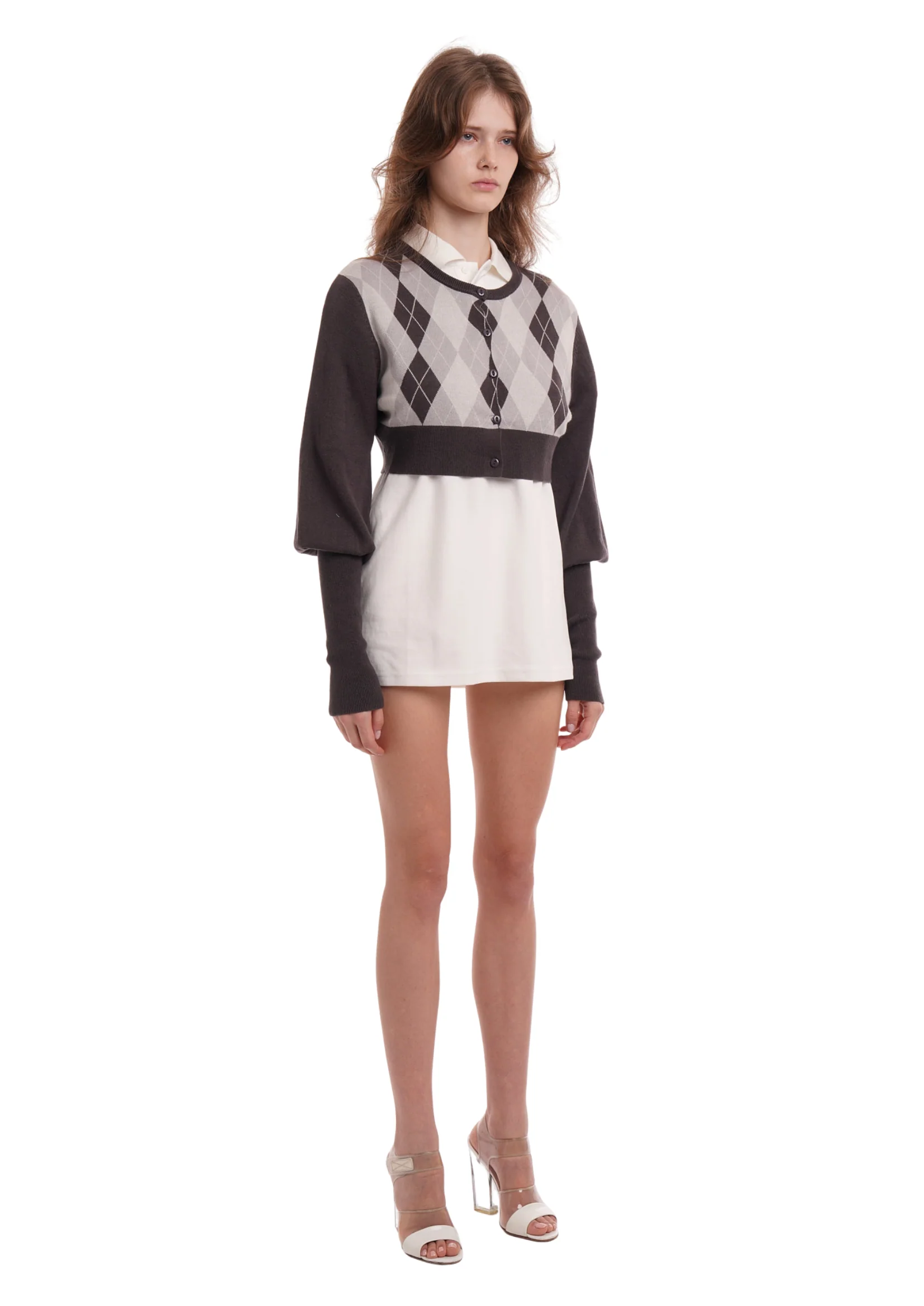 THE BUBBLE CARDI IN GREY ARGYLE - Image 6