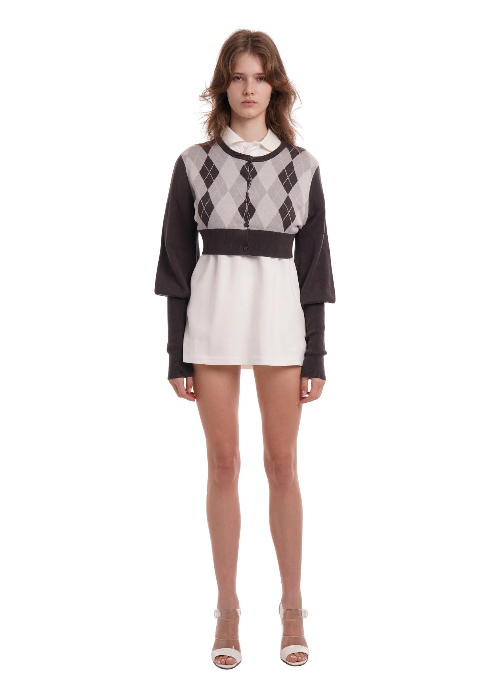 THE BUBBLE CARDI IN GREY ARGYLE - Image 9