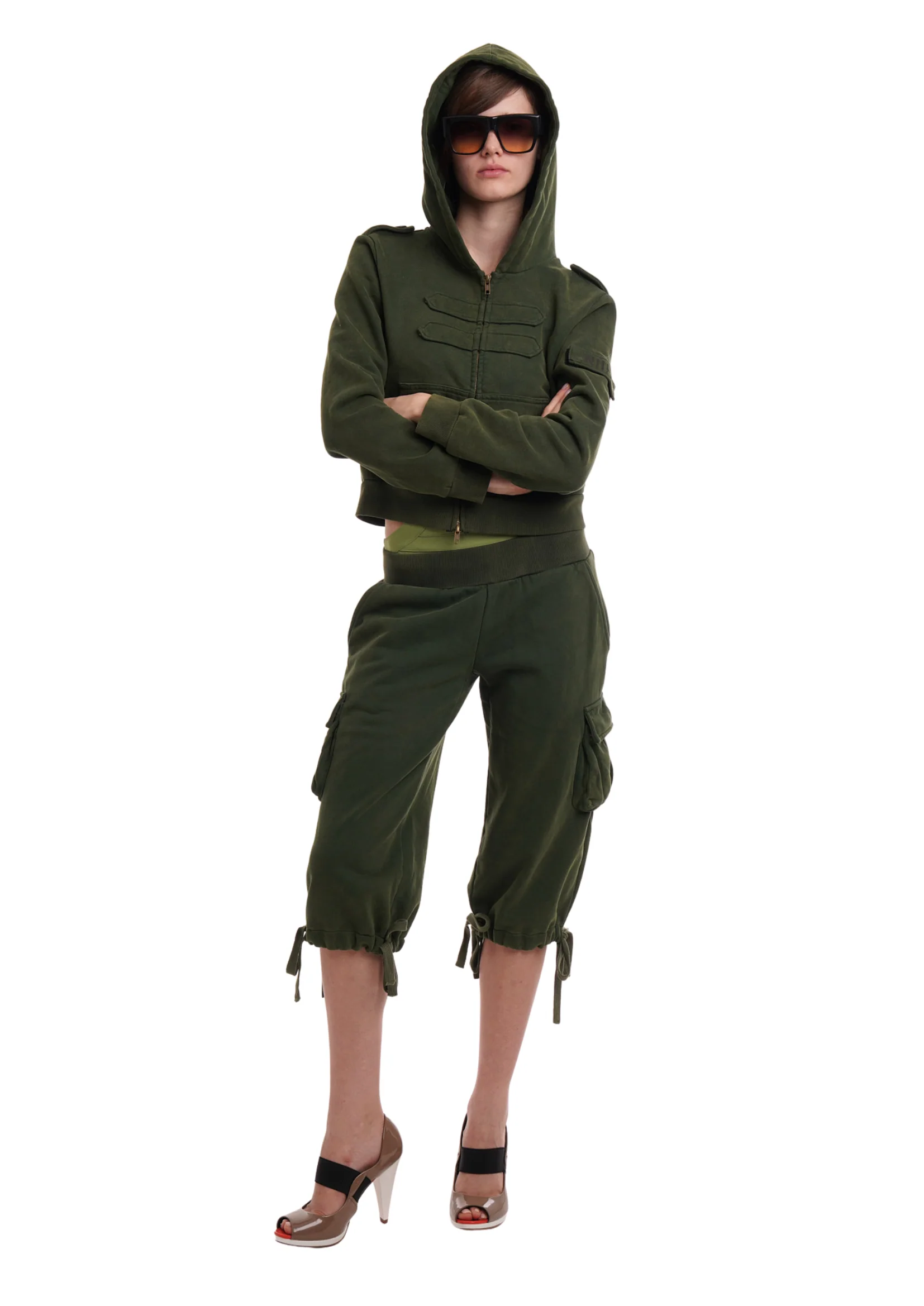 UTILITY TRACK CAPRIS IN MILITARY GREEN - Image 5