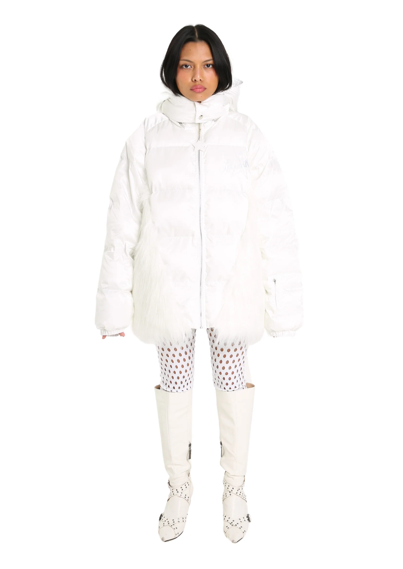 WHITE FLUFFY PUFFER COAT - Image 4